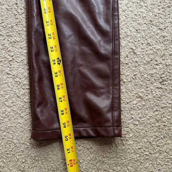 Abercrombie Pants Womens 2 26x30 Faux Leather 90s Straight High Rise Brown - Picture 10 of 13
